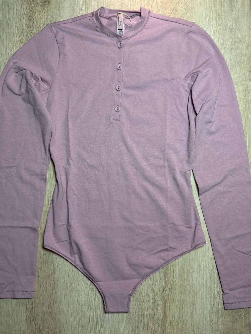 Skims Cotton Jersey Longsleeve Henley Bodysuit in Dusk Size Medium NWT